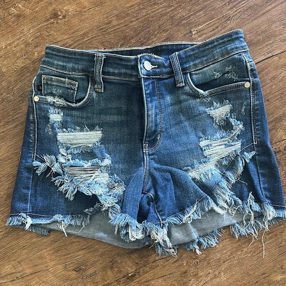 Judy Blue Distressed Jean Shorts in Blue